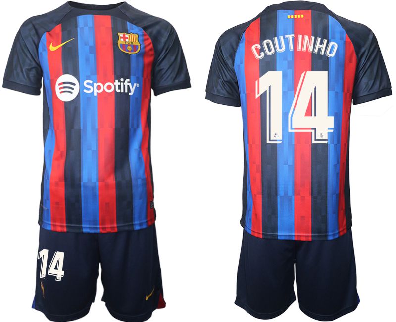 Men 2022-2023 Club Barcelona home blue #14 Soccer Jerseys->customized soccer jersey->Custom Jersey